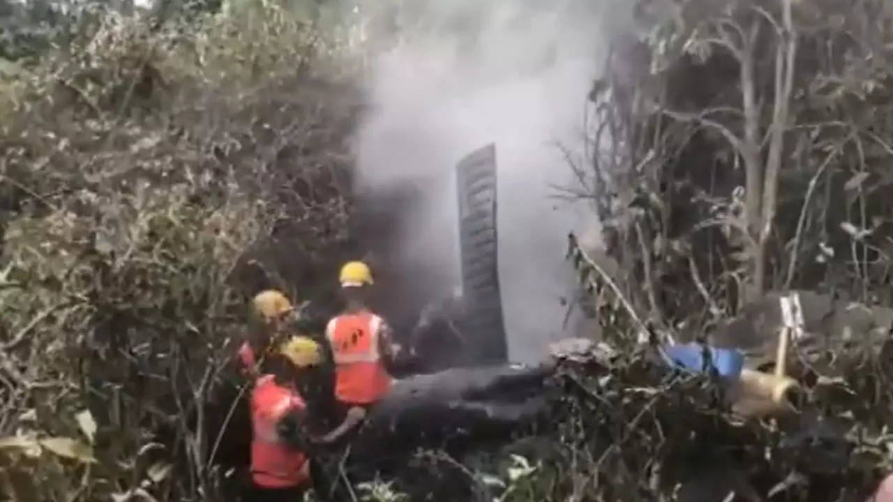 Rescue workers at the crash site