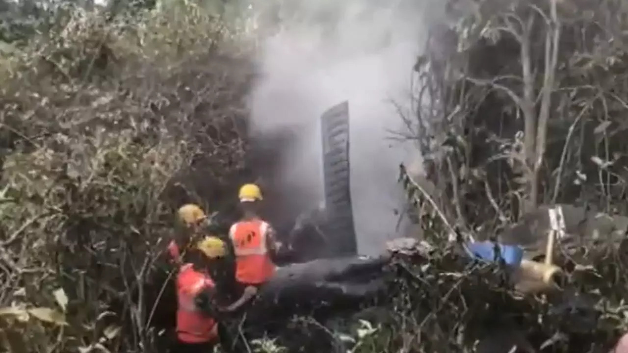 Rescue workers at the crash site