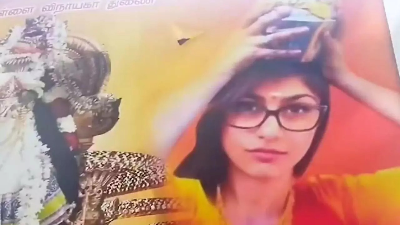 Mia Khalifa poster seen at the religious festival in Tamil Nadu