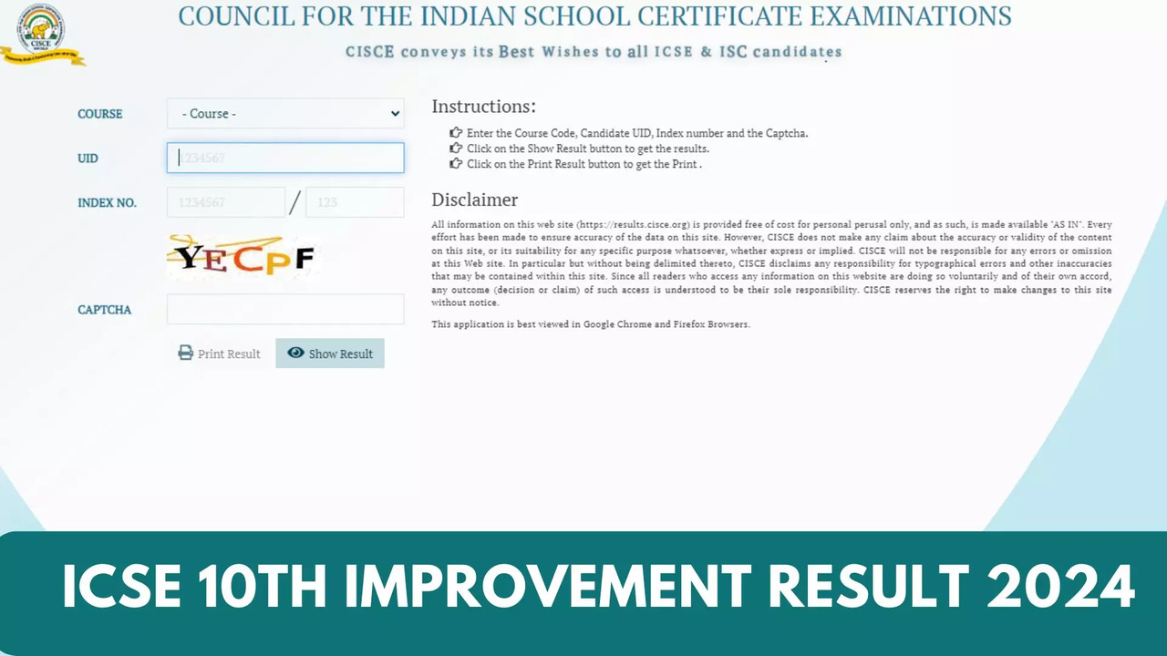 CSICE ICSE Improvement Result 2024 Out at cisce.org, Direct Link