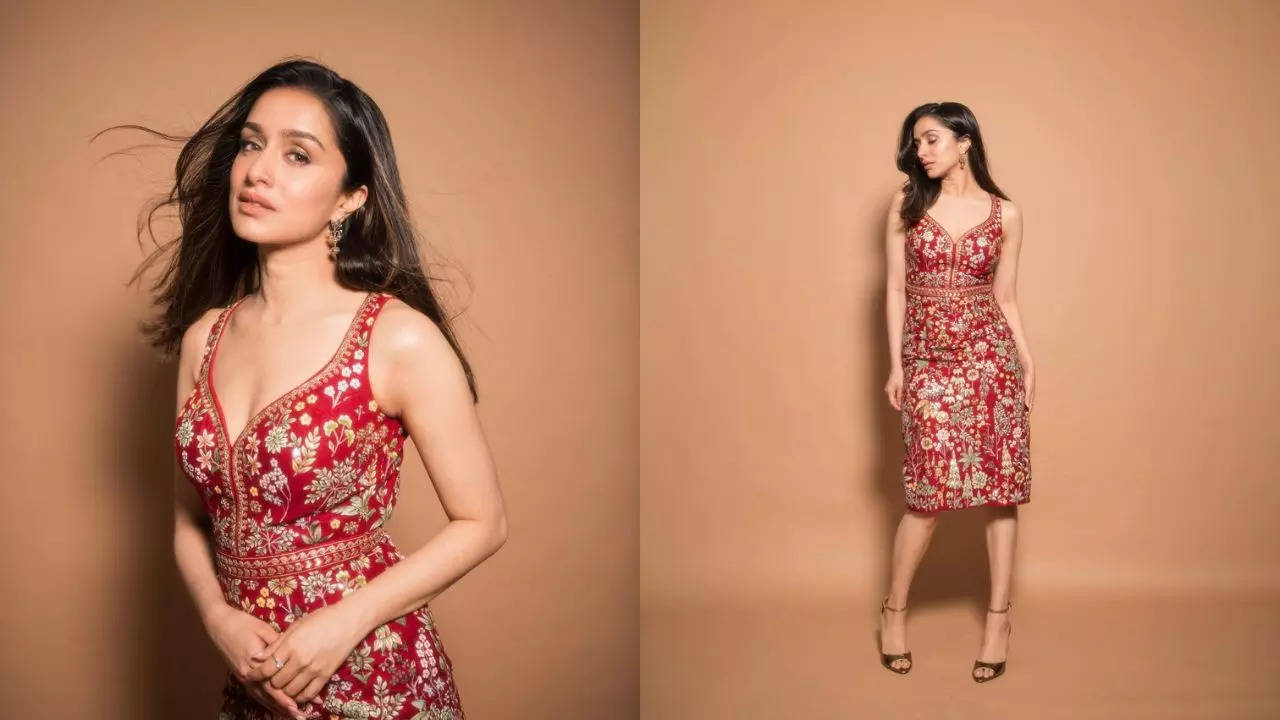 Shraddha Kapoor Stree 2 Promotion Shraddha Kapoor Shells Out Another Red Look In A Floral Dress Worth Rs 2 Lakh For Stree 2 Promotion Times Now