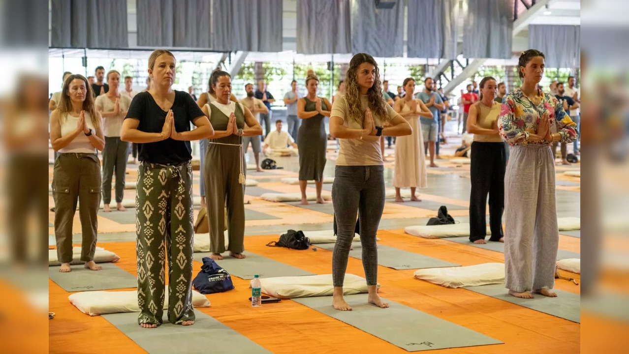 Air Force Personnel From France, Germany, Spain Practice Yoga At Sadhguru’s Ashram