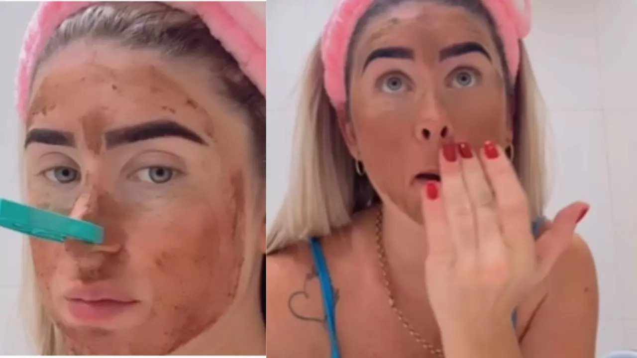 Influencer uses poop face mask.