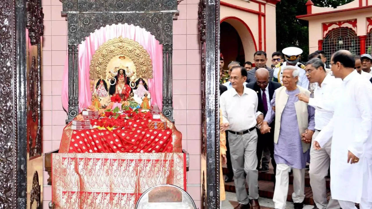 Bangladesh interim head Md Yunus at Danteshwari Temple in Dhaka