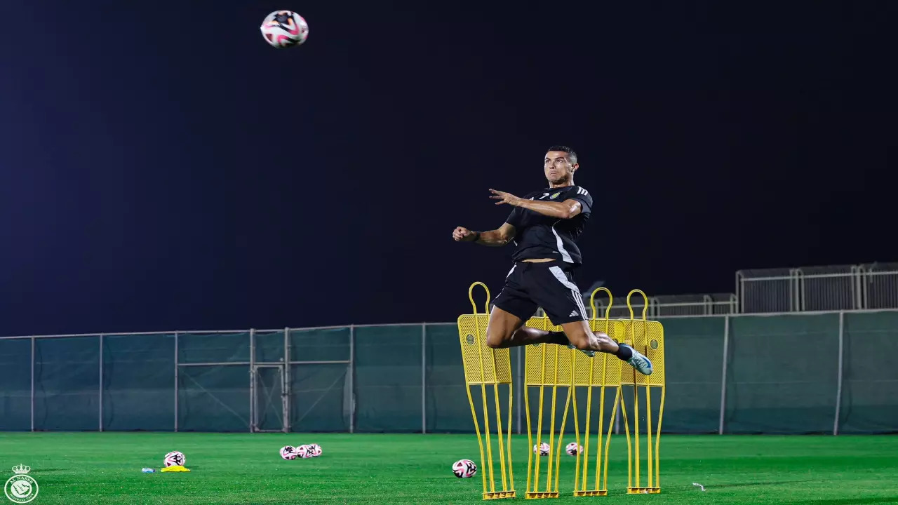 Cristiano Ronaldo during a practice session