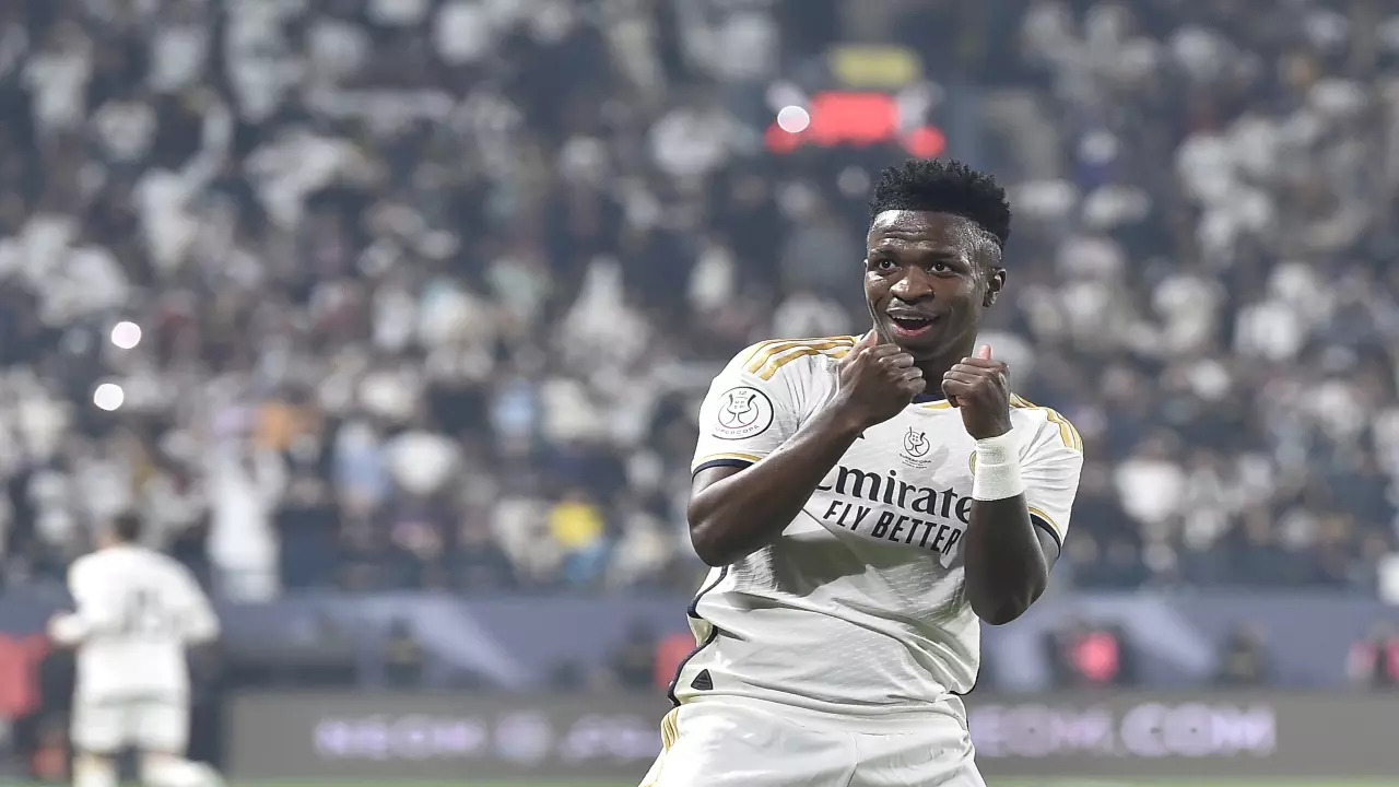 Vinicius Junior celebrates his goal