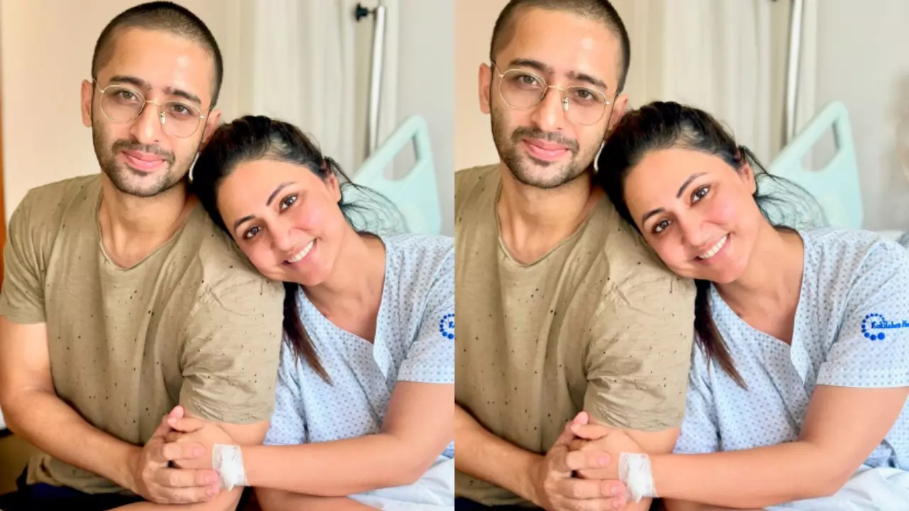 Shaheer Sheikh Visits Hina Khan In Hospital As She Battles Breast Cancer, Calls Her 'Fiery And Fearless'