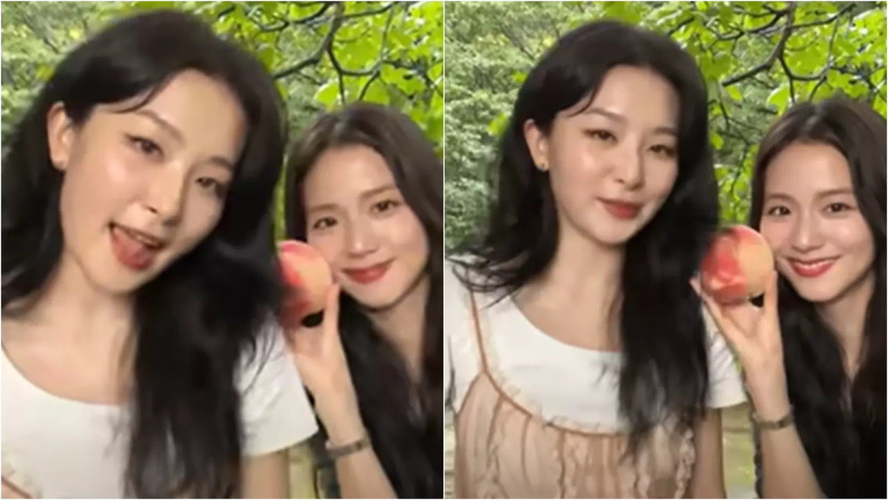 Jisoo and Seulgi in grabs from the teaser video.