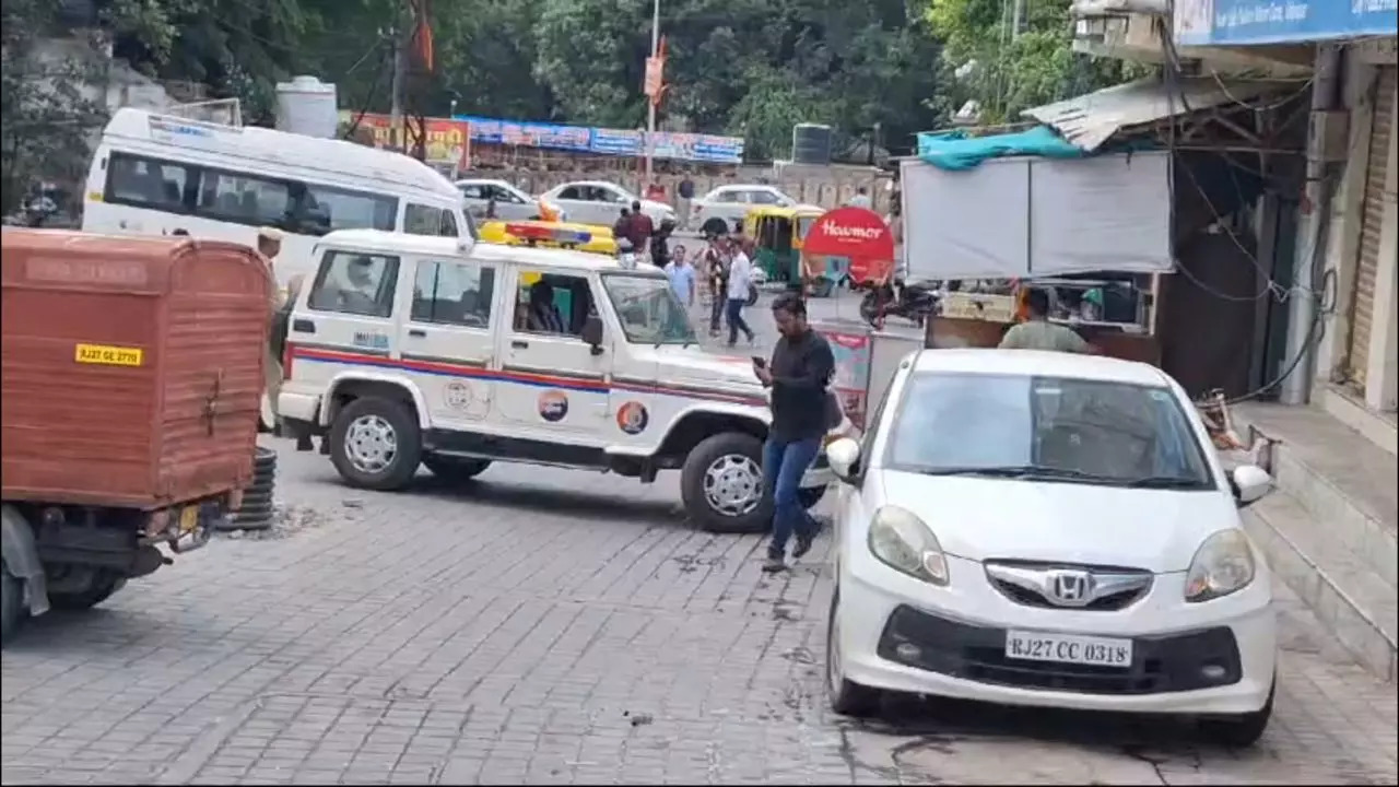 Police presence outside Udaipur school