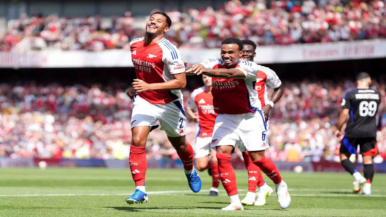 William Saliba celebrates a goal