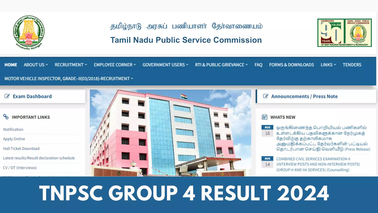 TNPSC Group 4 Result 2024 Date Highlights Tamil Nadu TNPSC Result Merit List Cut Off Soon on tnpscgovin