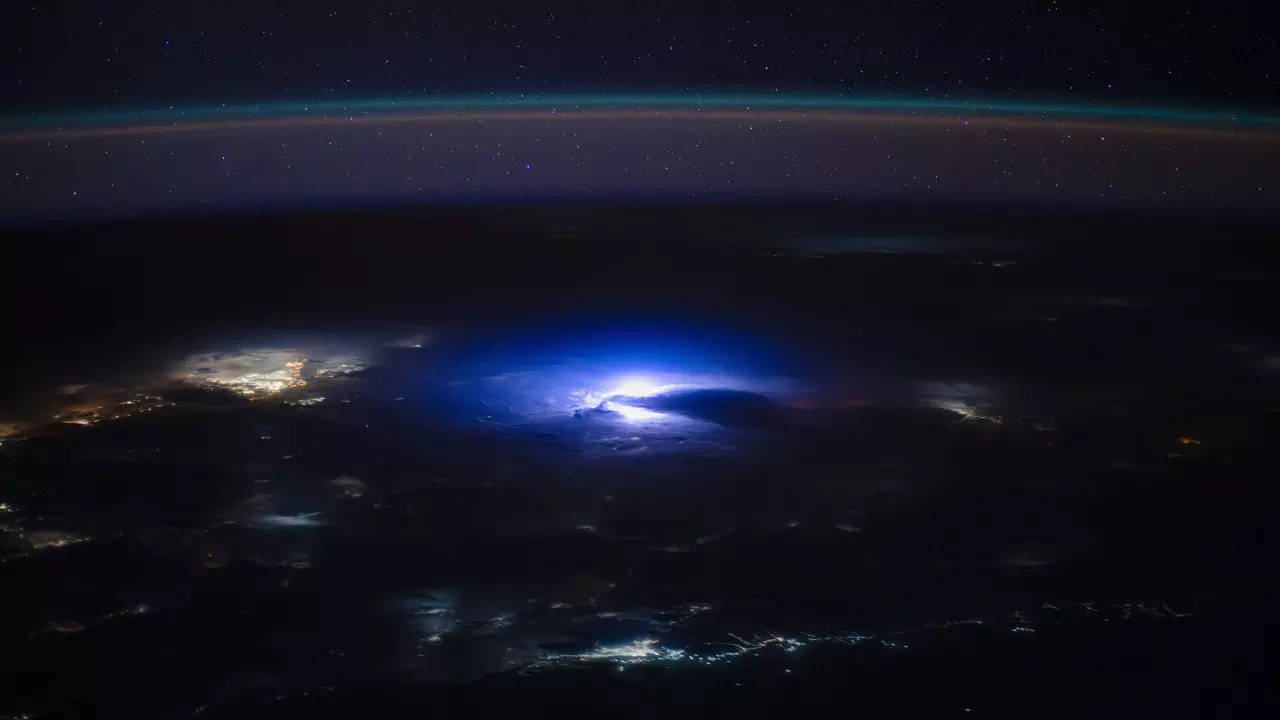 A lightning strike above India as seen from the International Space Station. | Matthew Dominick