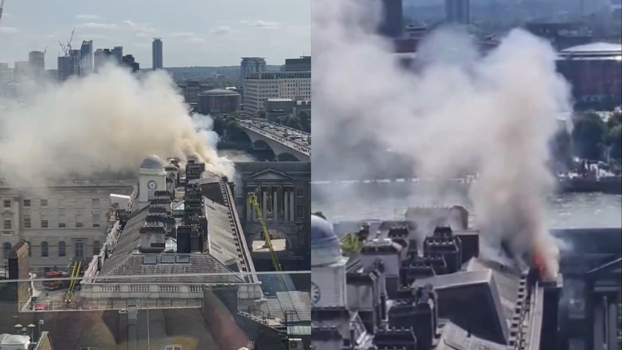 Large Fire Breaks Out At London's Historic Somerset House, 100 Firefighters Summoned