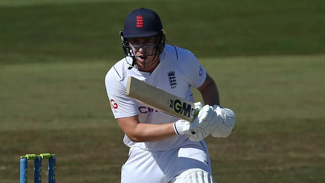 Dan Lawrence during a Test match for England