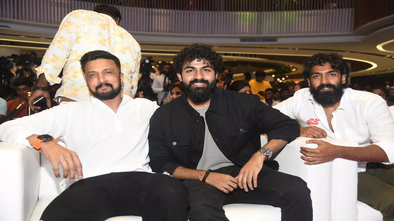 Vinay Rajkumar and Yuva Rajkumar with Kichcha Sudeep