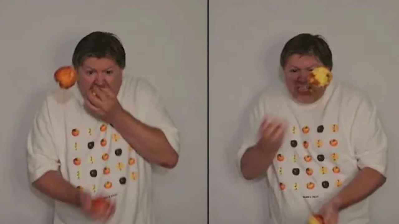 Video: Man eats apples while juggling and surprises the Internet