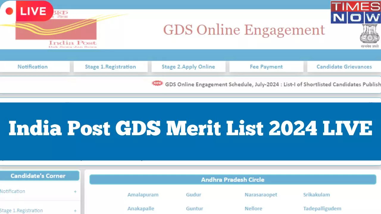 GDS Result 2024 Merit List LIVE Gramin Dak Sevak 1st Merit List Released on indiapostgdsonlinegovin