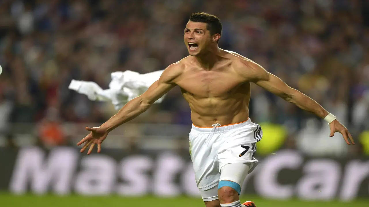 Cristiano Ronaldo celebrates his goal against Atletico Madrid