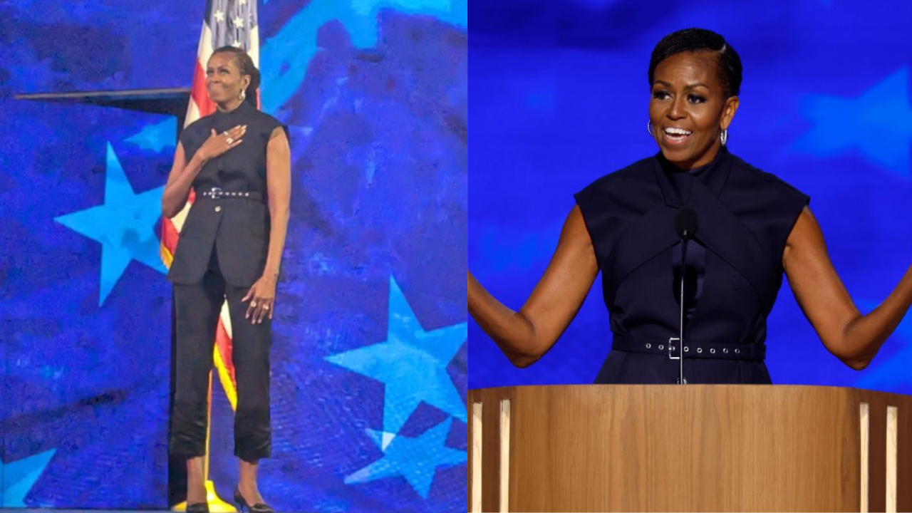 Details on Michelle Obama DNC navy blue dress: Here’s where to buy it