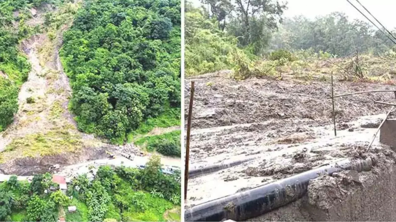 NH29 in Nagaland has been hit by a landslide. Credit: X