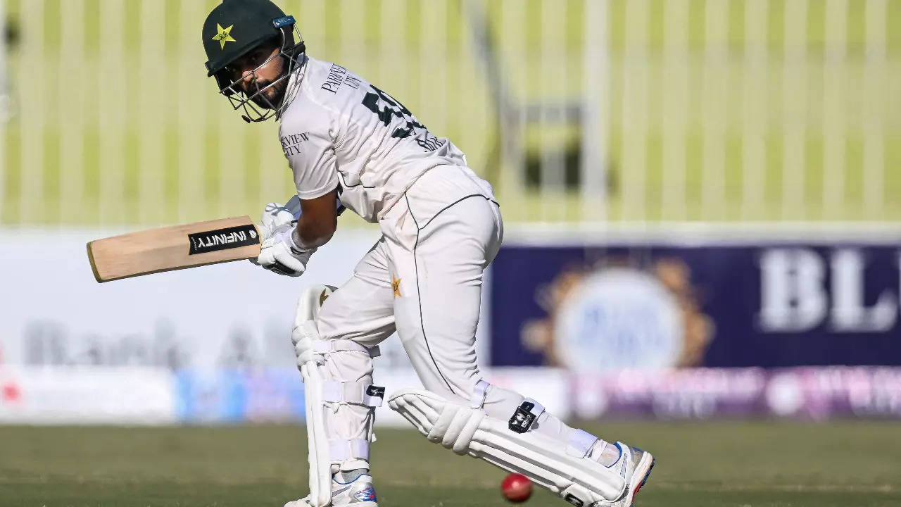 Saud Shakeel during a Test match for Pakistan