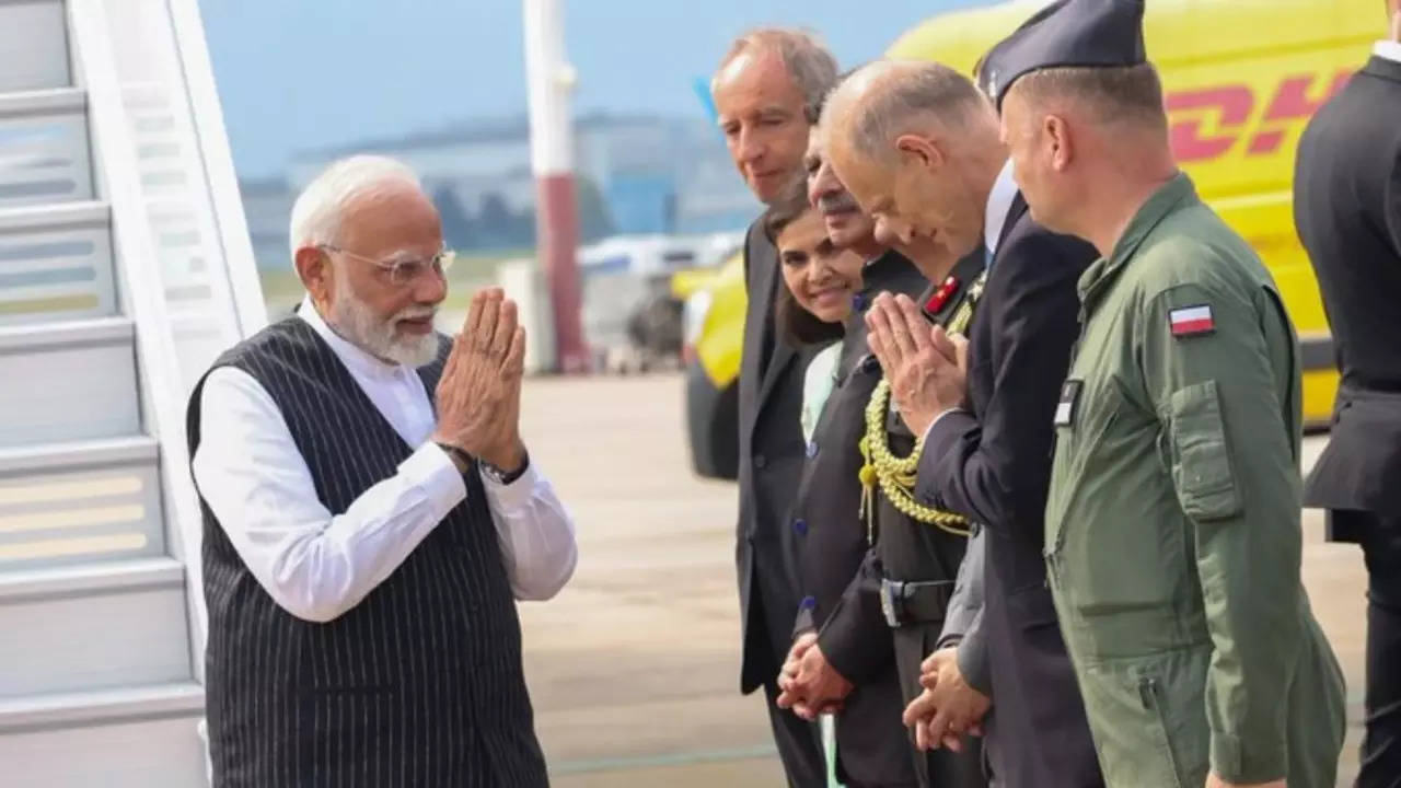 pm narendra modi arrives in warsaw