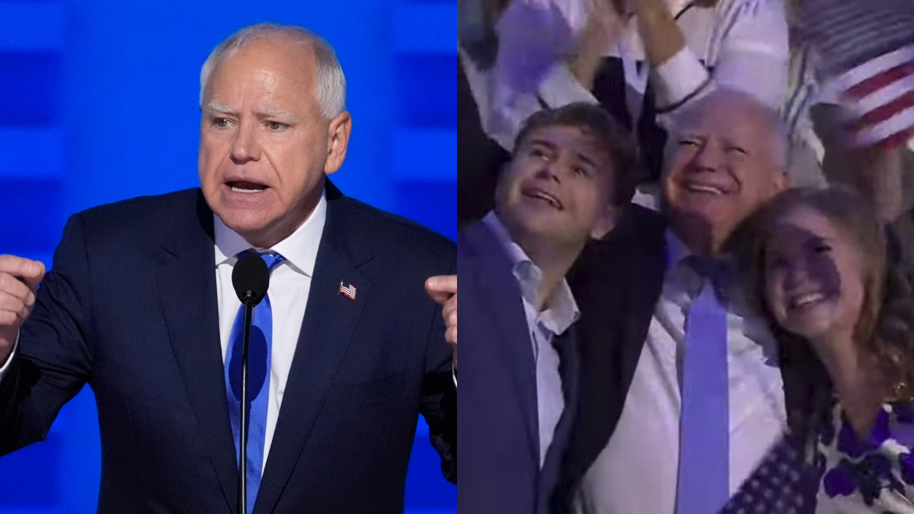 Tim Walz Dances To Bruce Springsteen's 'Born In The USA' At DNC | WATCH