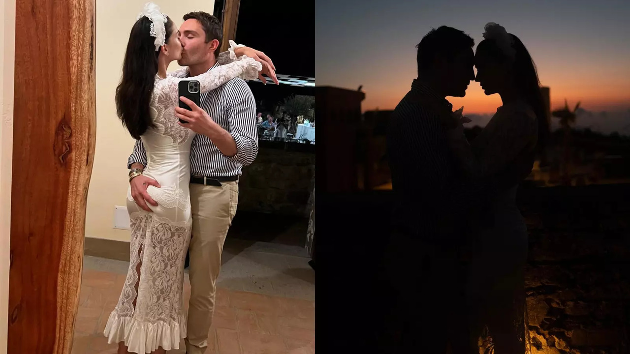 Amy Jackson, Ed Westwick Steal A Romantic Moment At Party Ahead Of Italy Wedding