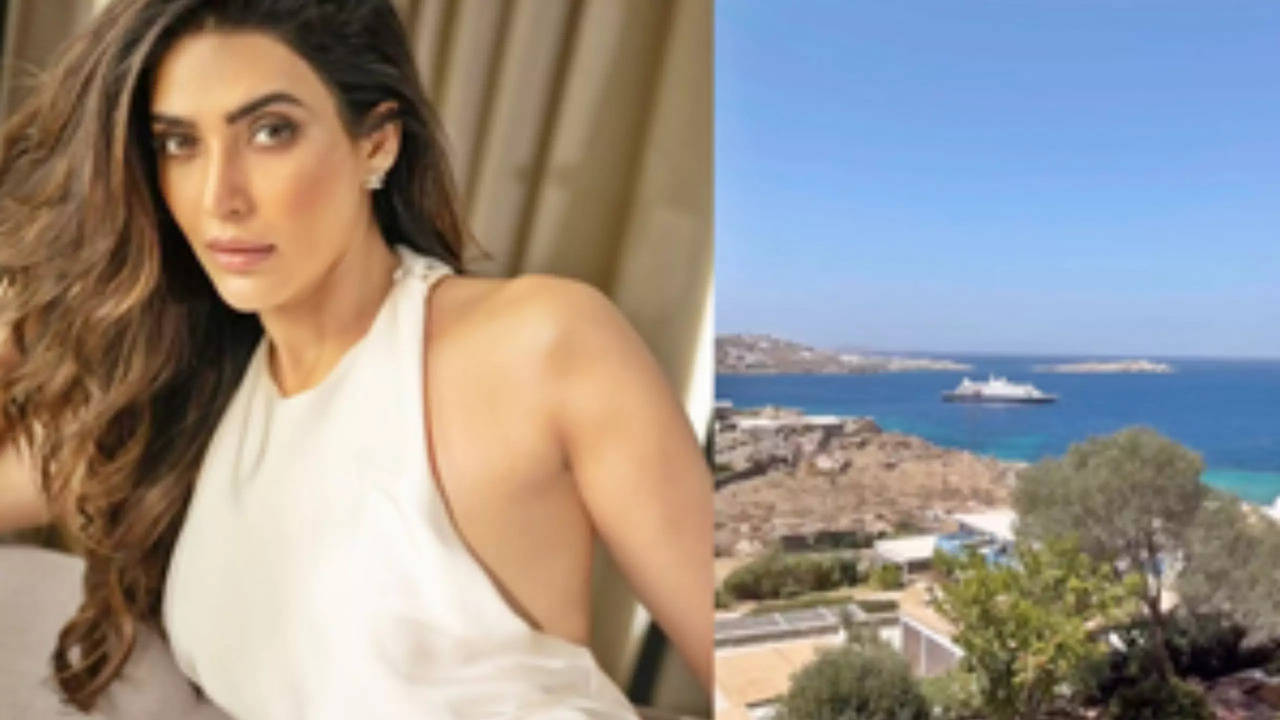 Karishma Tanna has jetted off to the picturesque locale of Mykonos with her husband Varun Bhat Bangera ahead of his birthday.