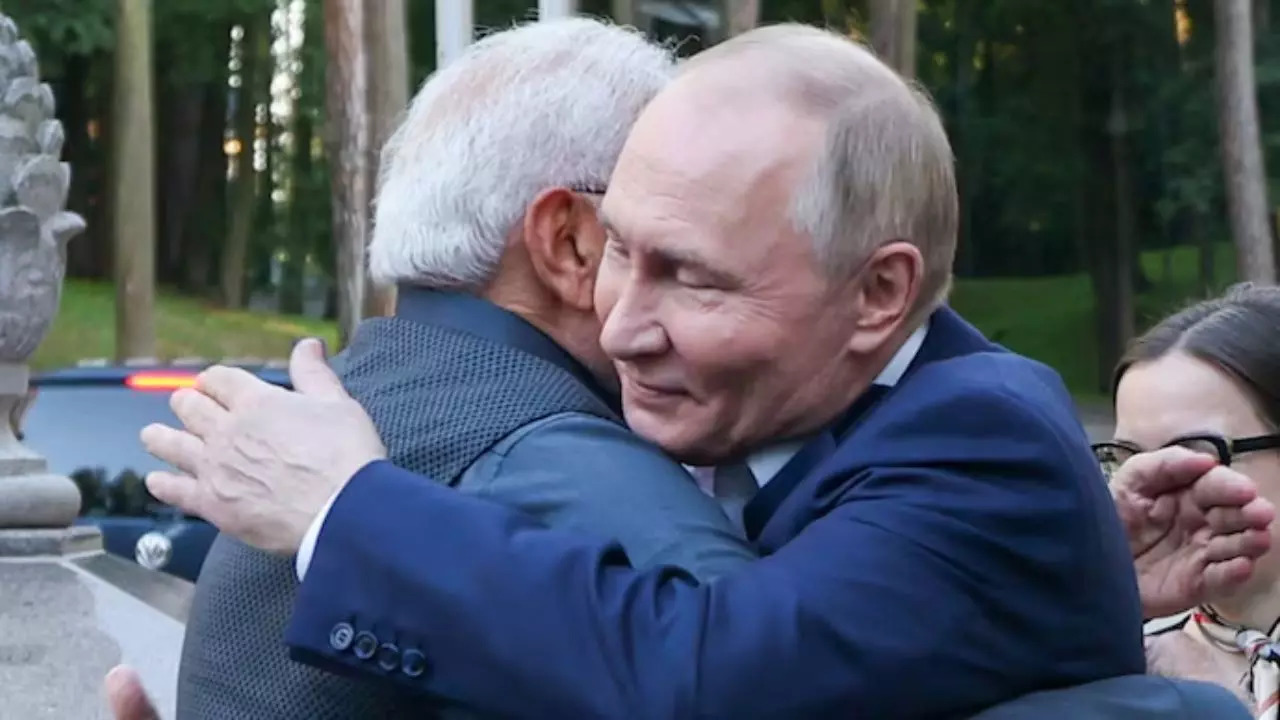 PM Modi hugs Putin during visit to Russia