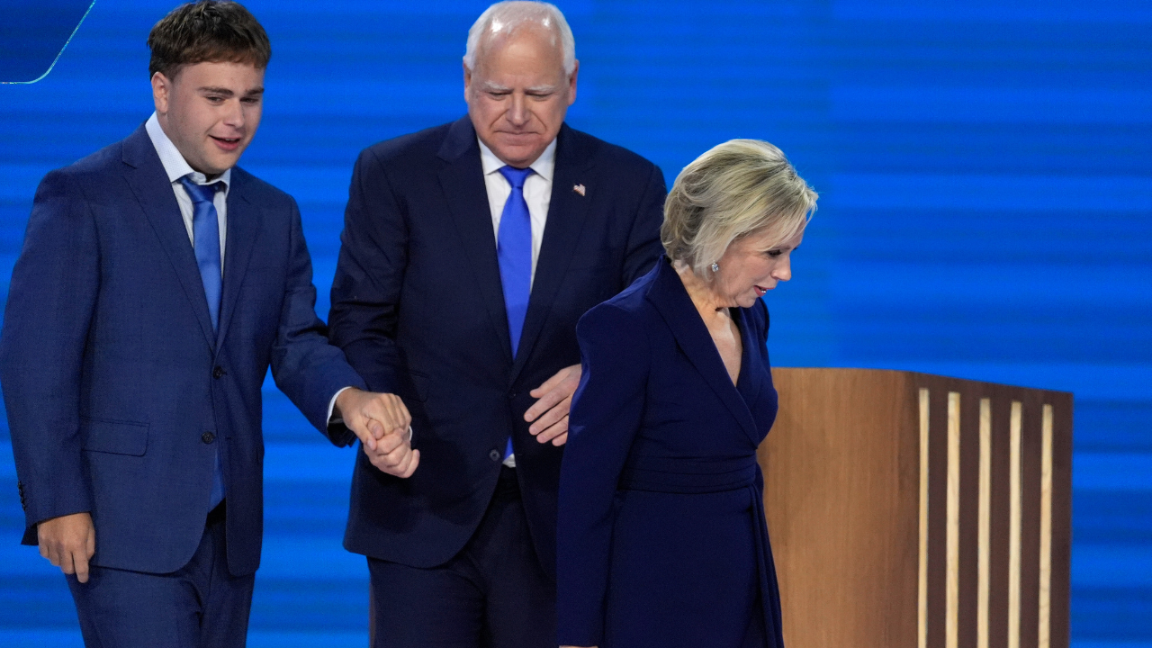 Tim Walz and his son Gus at the DNC