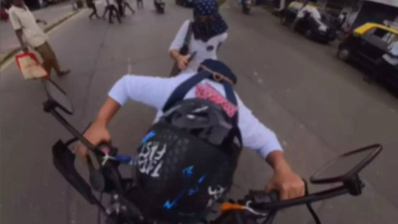 Mumbai Woman Narrowly Escapes Danger After Scarf Gets Caught in Bike Handle