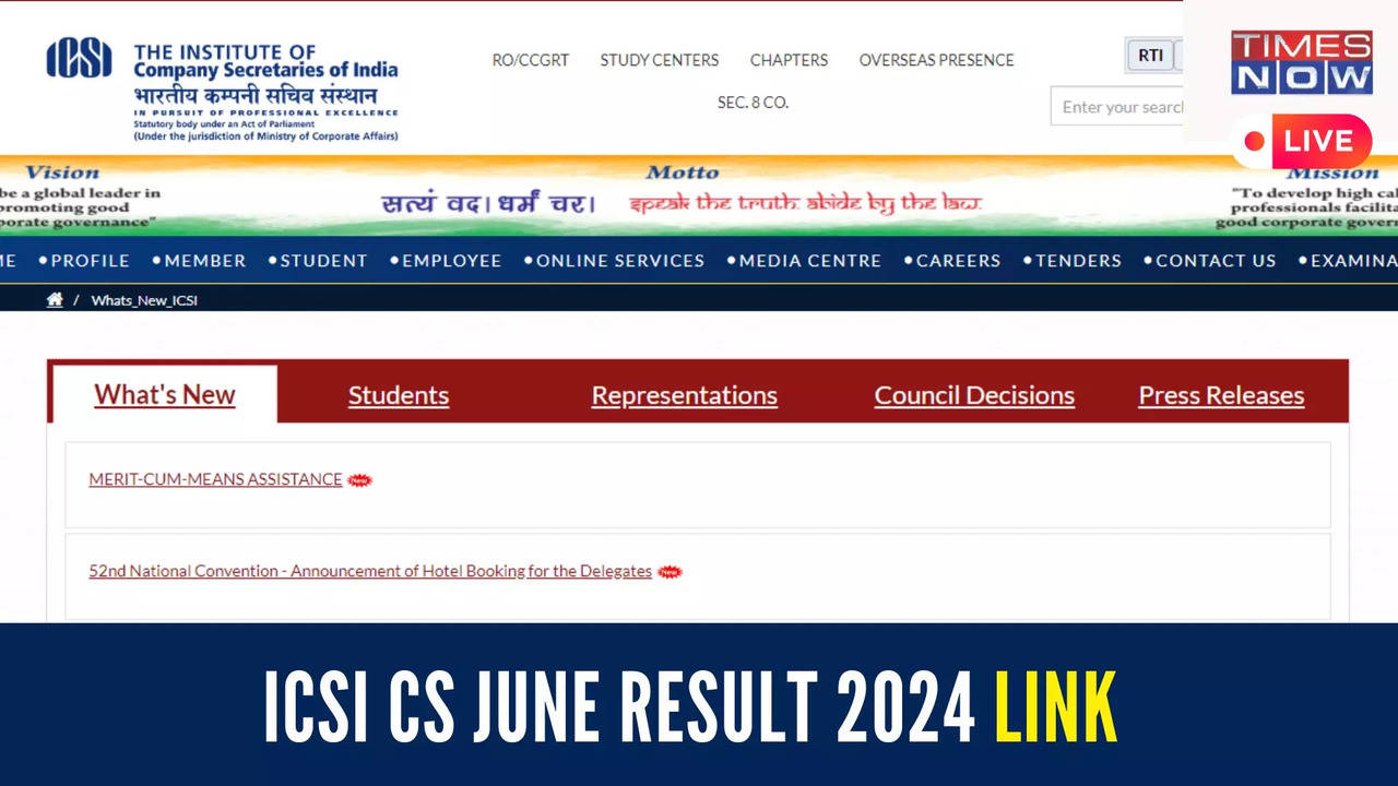 ICSI CS Result June 2024 Highlights ICSI CS Executive Result Link Active on icsiedu Check Cut Offs