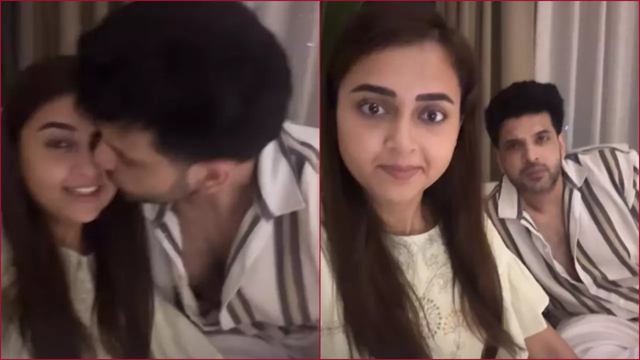 Karan Kundrra Gives A Cute Peck On Tejasswi Prakash’s Cheeks