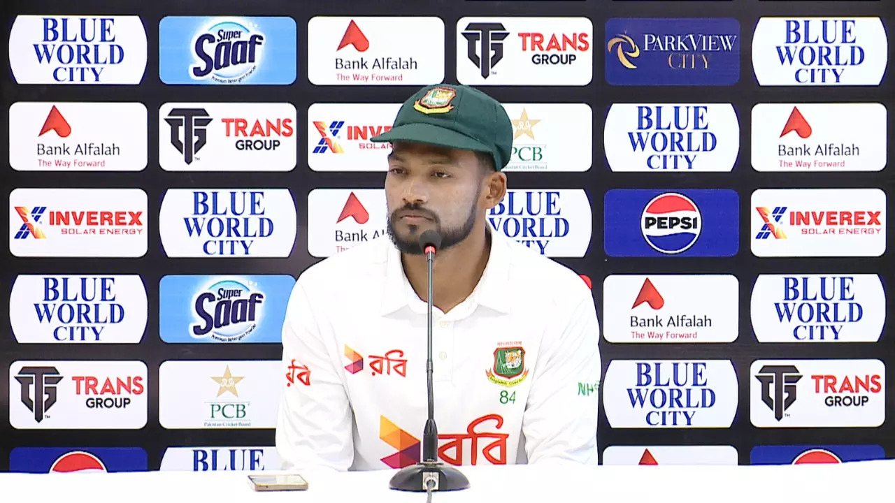 Bangladesh captain Najmul Hossain Shanto during a press conference