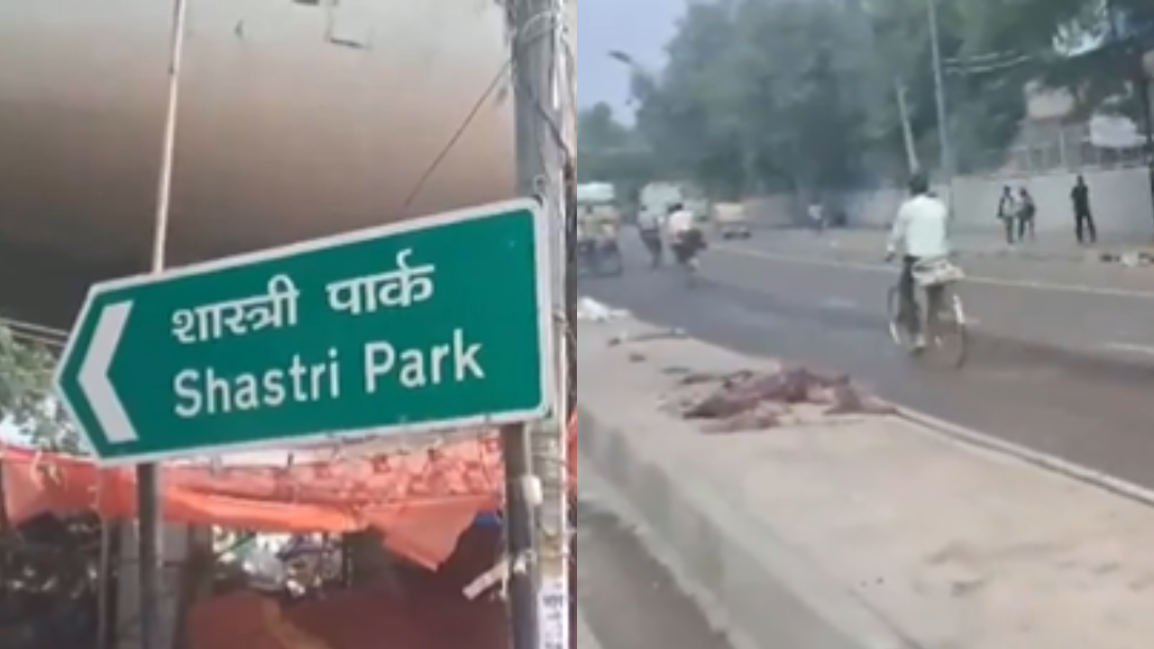 Truck runs over a footpath in Delhi