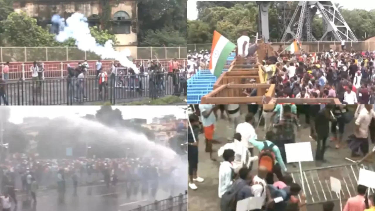 kolkata 'nabanna abhijan march: lathicharge, water canons, tear gas: police-protesters clash as march turns violent