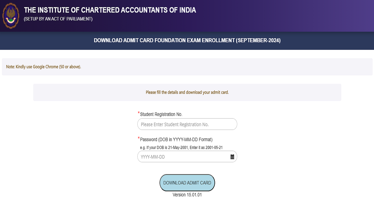 ICAI CA Foundation Admit Card 2024 Released for September Session on