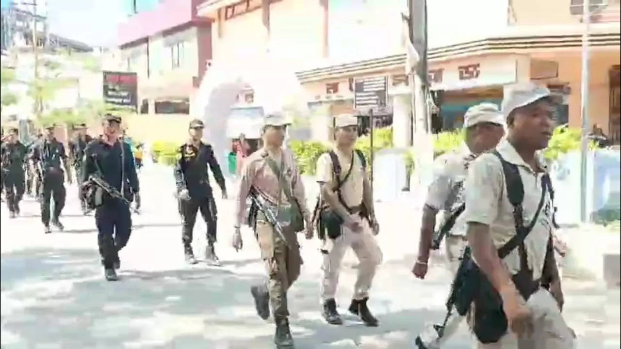 Assam Police holds flag march