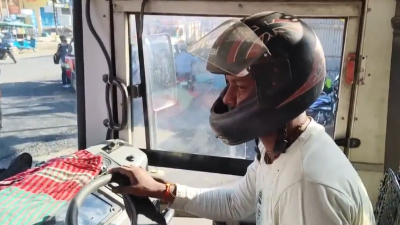 watch: why bus drives are wearing helmet during bengal bandh