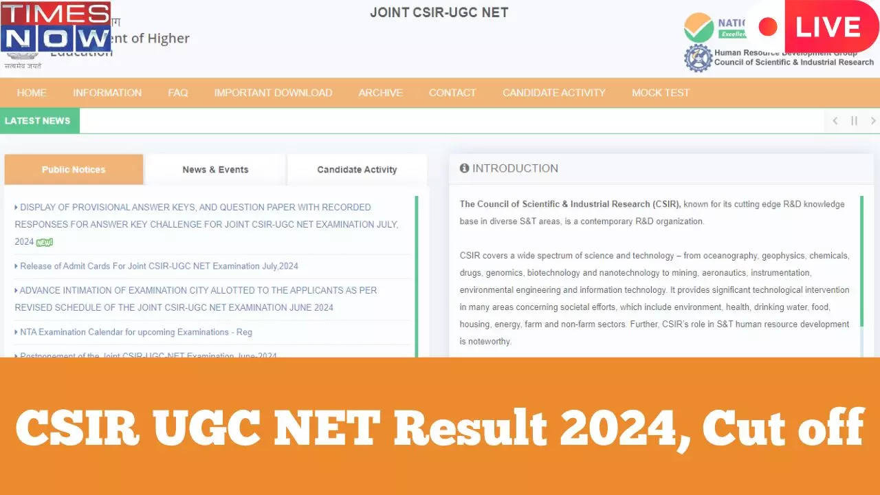 CSIR NET Result Highlights NTA to Release CSIR UGC NET June Results Answer Key Soon on csirnetntaacin Check Cut Off