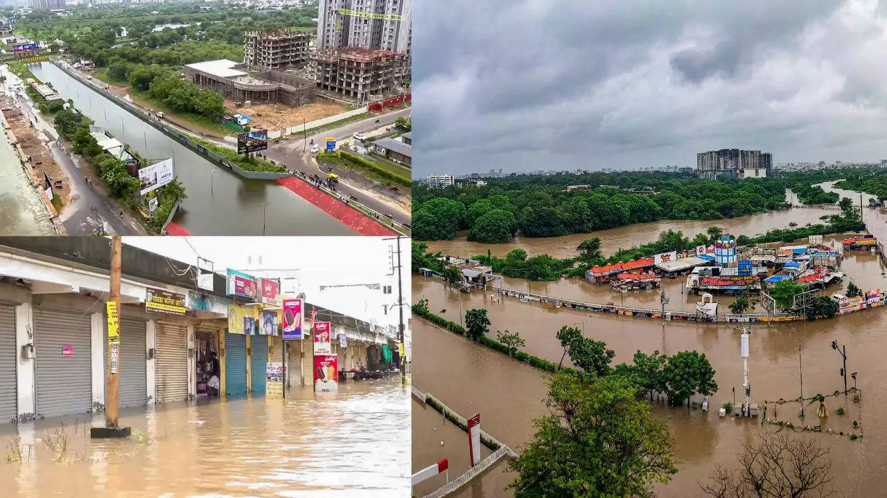 ahmedabad rain increases lakes' level, trains affected, concern grows over white topping of roads