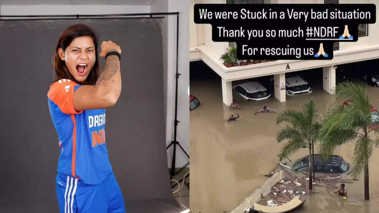 t20 world cup 2024 player radha yadav rescued by ndrf team from flood-hit vadodara in gujarat