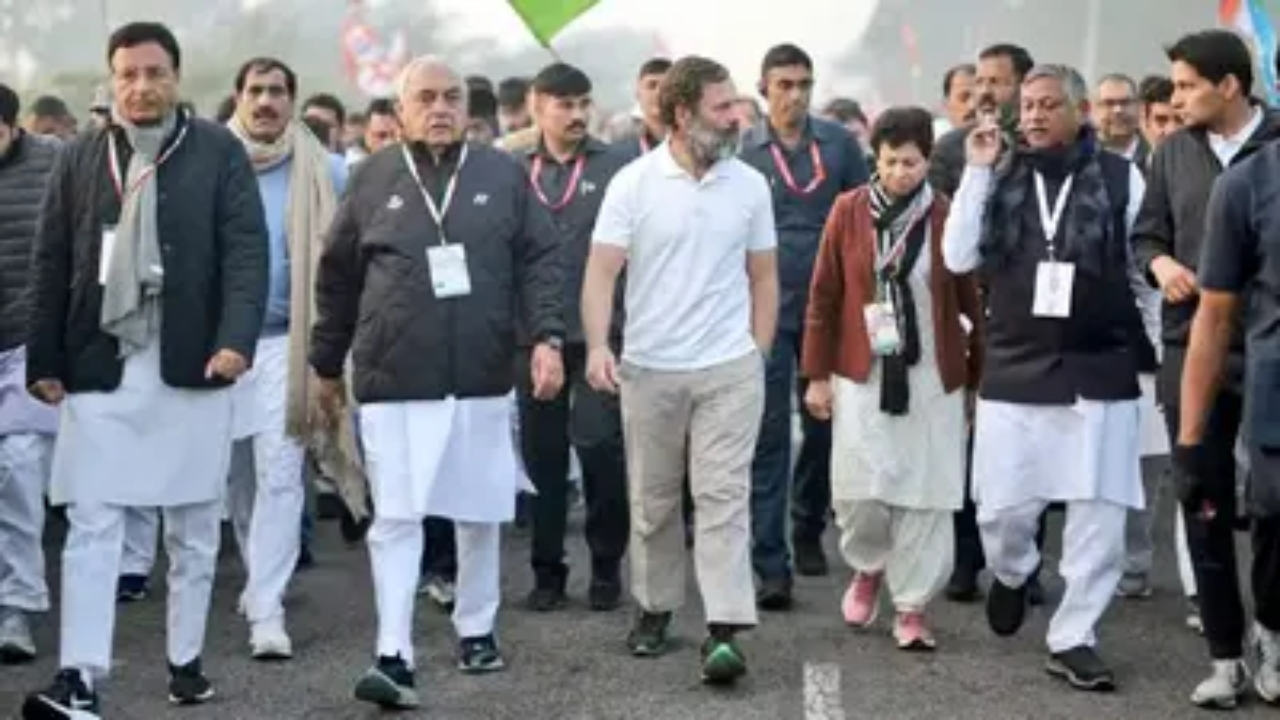 Haryana Congress leaders with Leader of Opposition Rahul Gandhi during Bharat Jodo Yatra