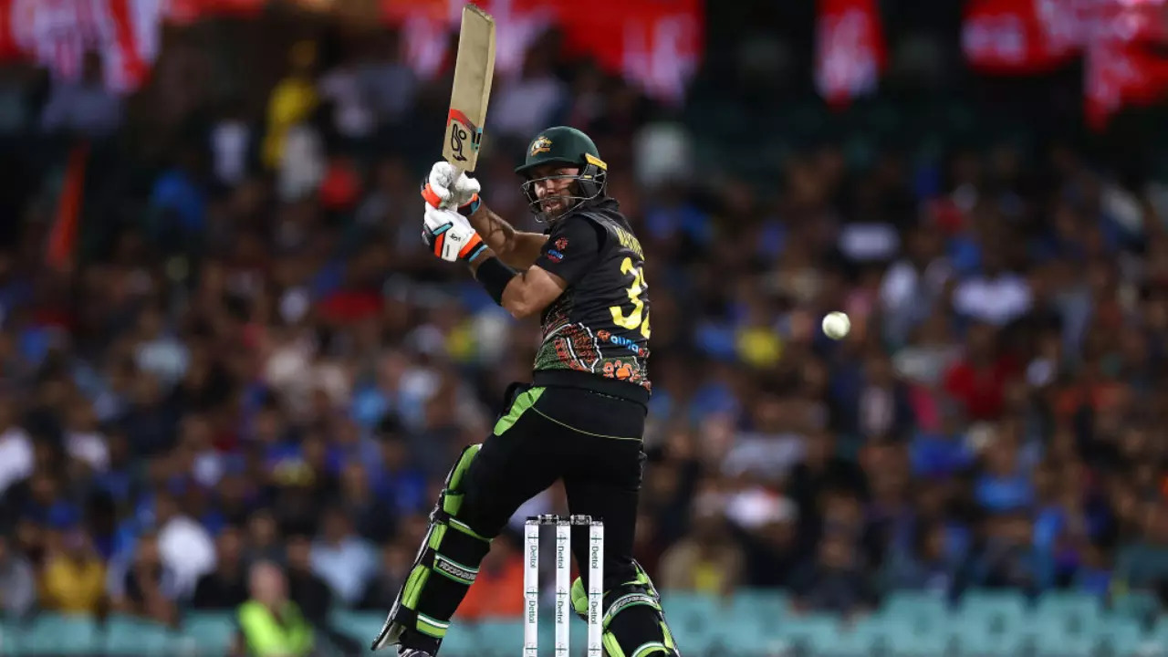 Glenn Maxwell during a white ball match for Australia