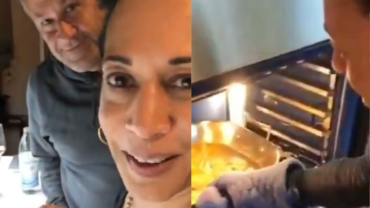 Kamala Harris cooking with her family