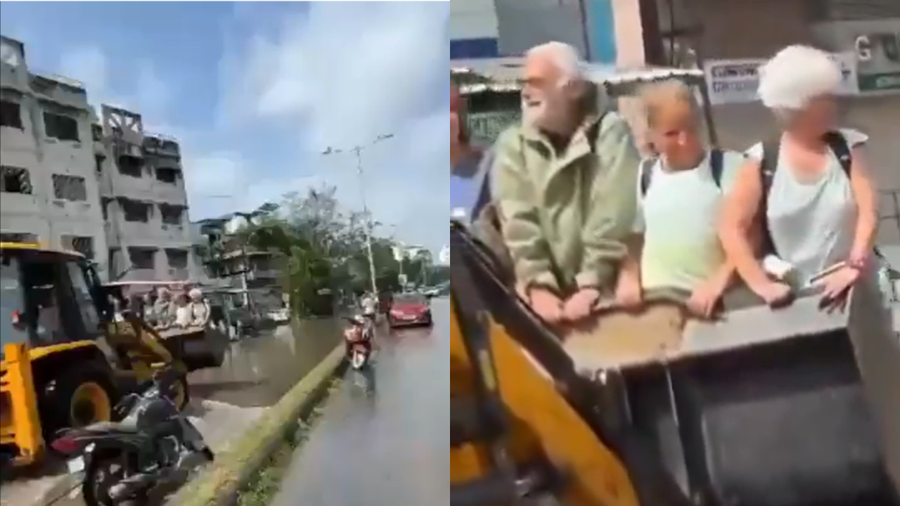 Foreigners Taken On Bulldozer Ride In Vadodara