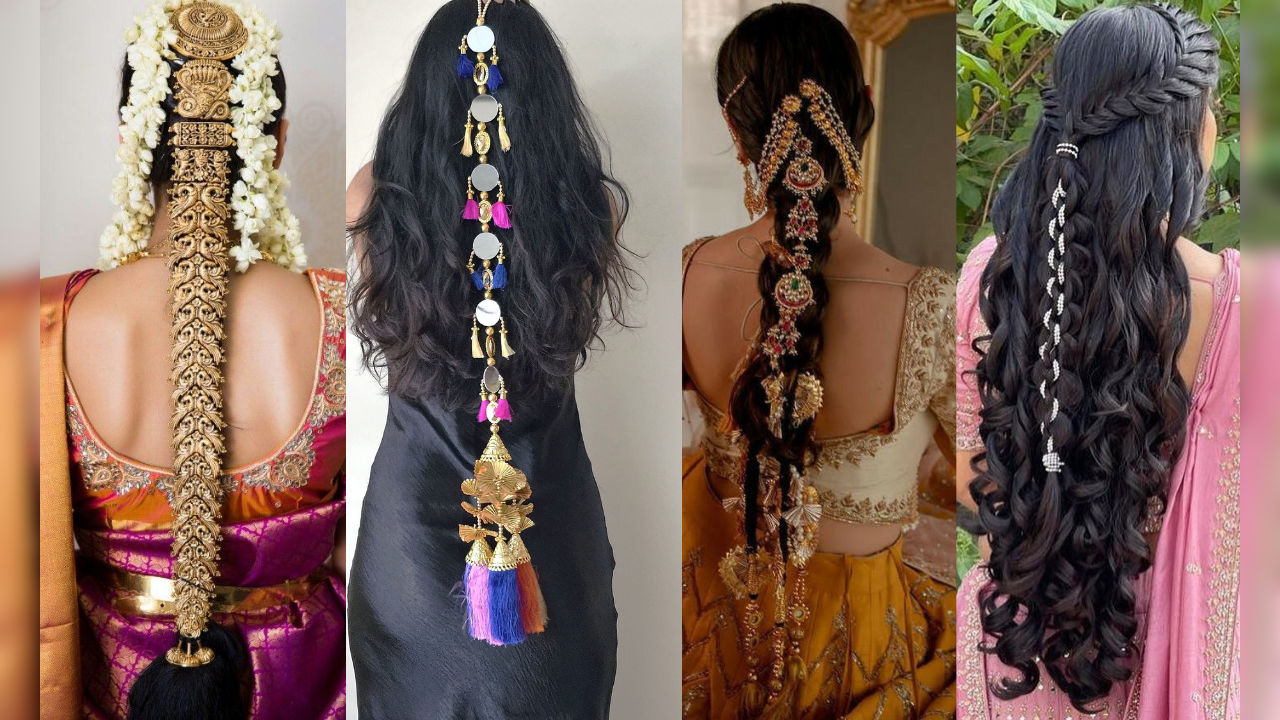 Trendy hair accessories enhance the traditional look