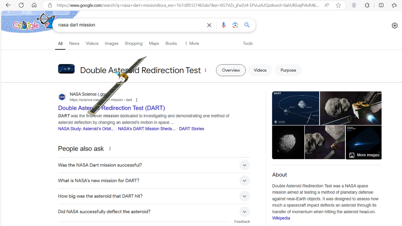 NASA Dart Mission Google Animation