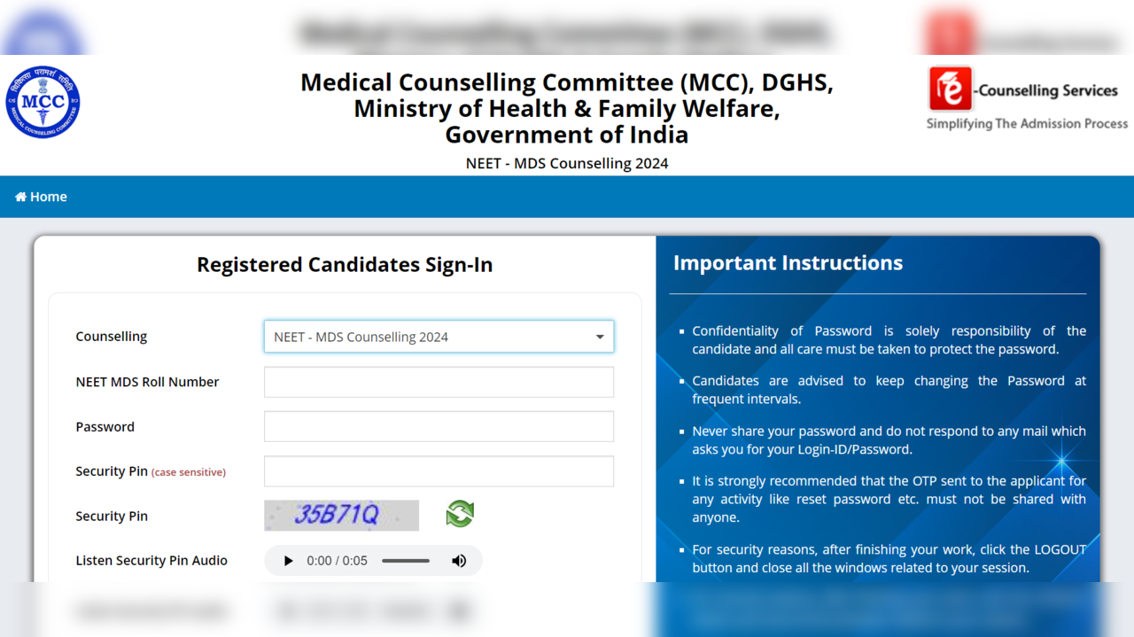 MCC, NEET MDS 2024, NEET MDS 2024 Stray Vacancy Round, NEET MDS 2024